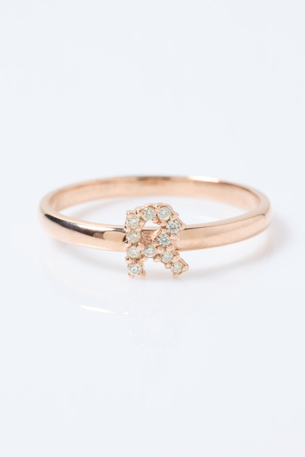 10Kピンクゴールド イニシャルリング 0.06ct(1~7号)