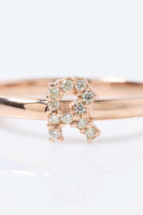 K10ピンクゴールド イニシャルリング 0.06ct(1~7号)