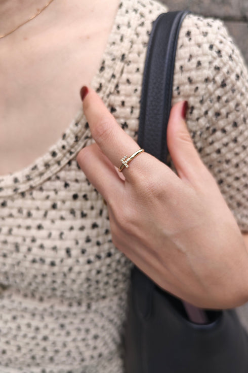 K18イエローゴールド イニシャルリング 0.06ct(8~14号)