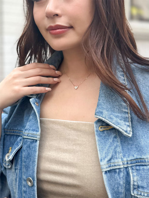 ダイヤモンドシマーリングハートネックレス 0.22ct